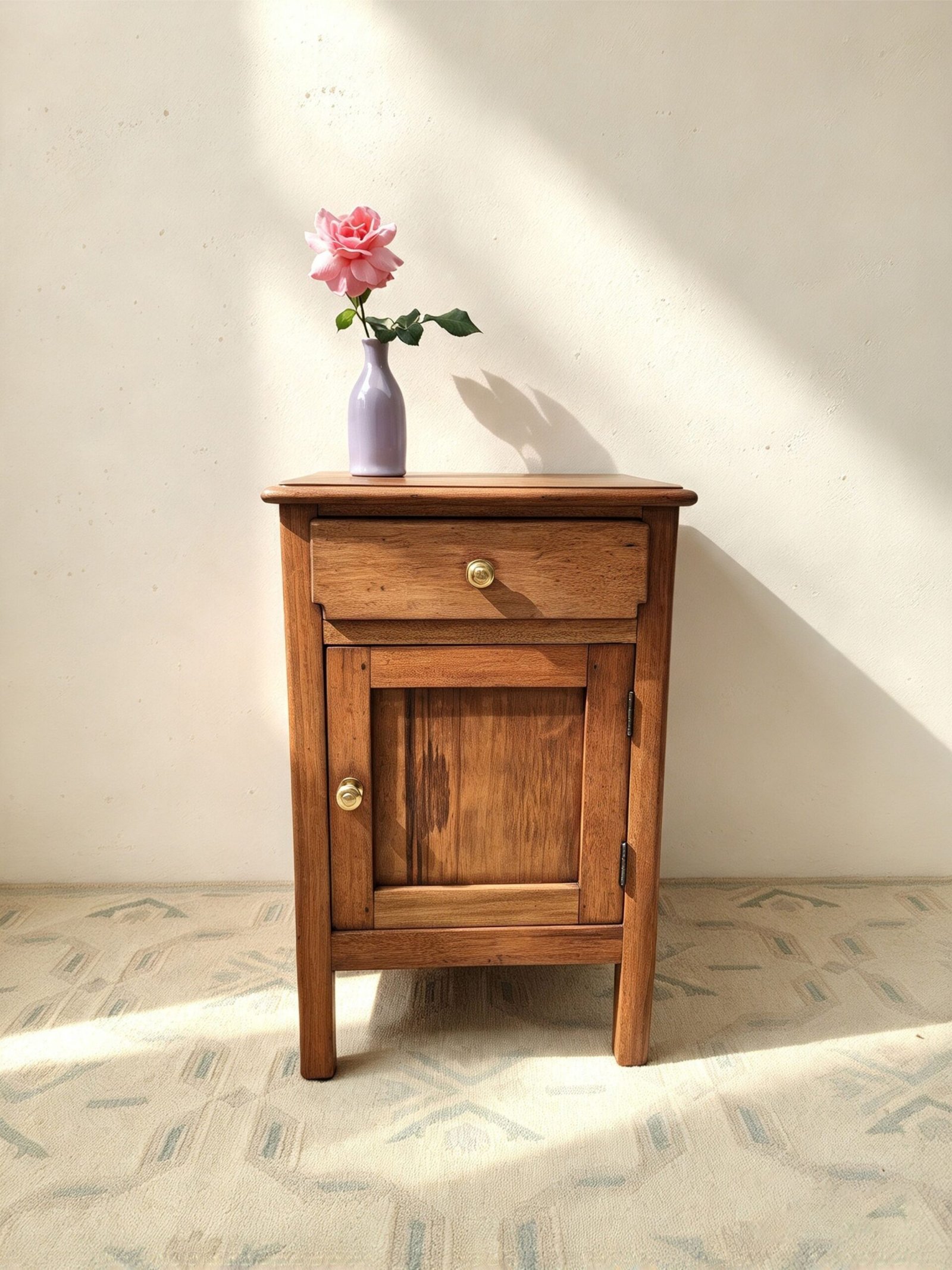 Mesa de Cabeceira / Criado-Mudo Vintage em Madeira Maciça